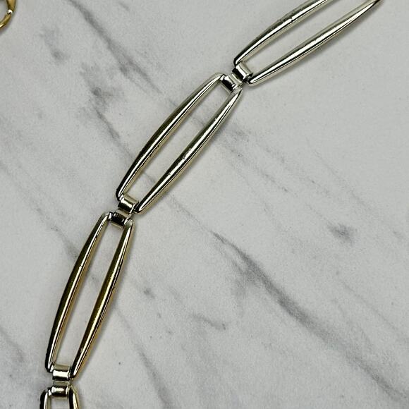 Skinny Silver Gold Chain Link Belt Large XL Two Tone ✨ - Picture 9 of 11